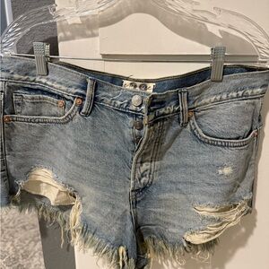 We The Free Light Blue Distressed Jean Shorts